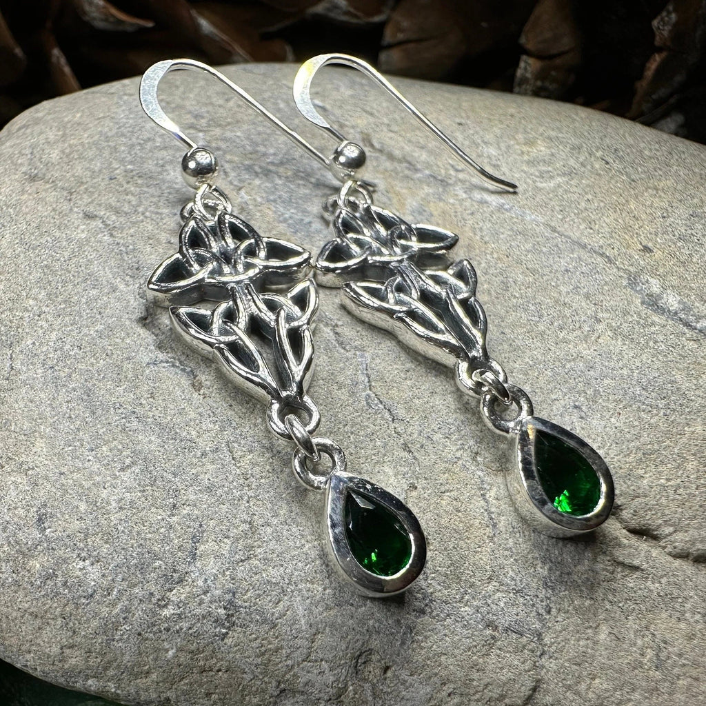 Artisan Long Trinity Knot Earrings in Sterling Silver