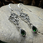 Artisan Long Trinity Knot Earrings in Sterling Silver