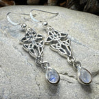 Artisan Long Trinity Knot Earrings in Sterling Silver
