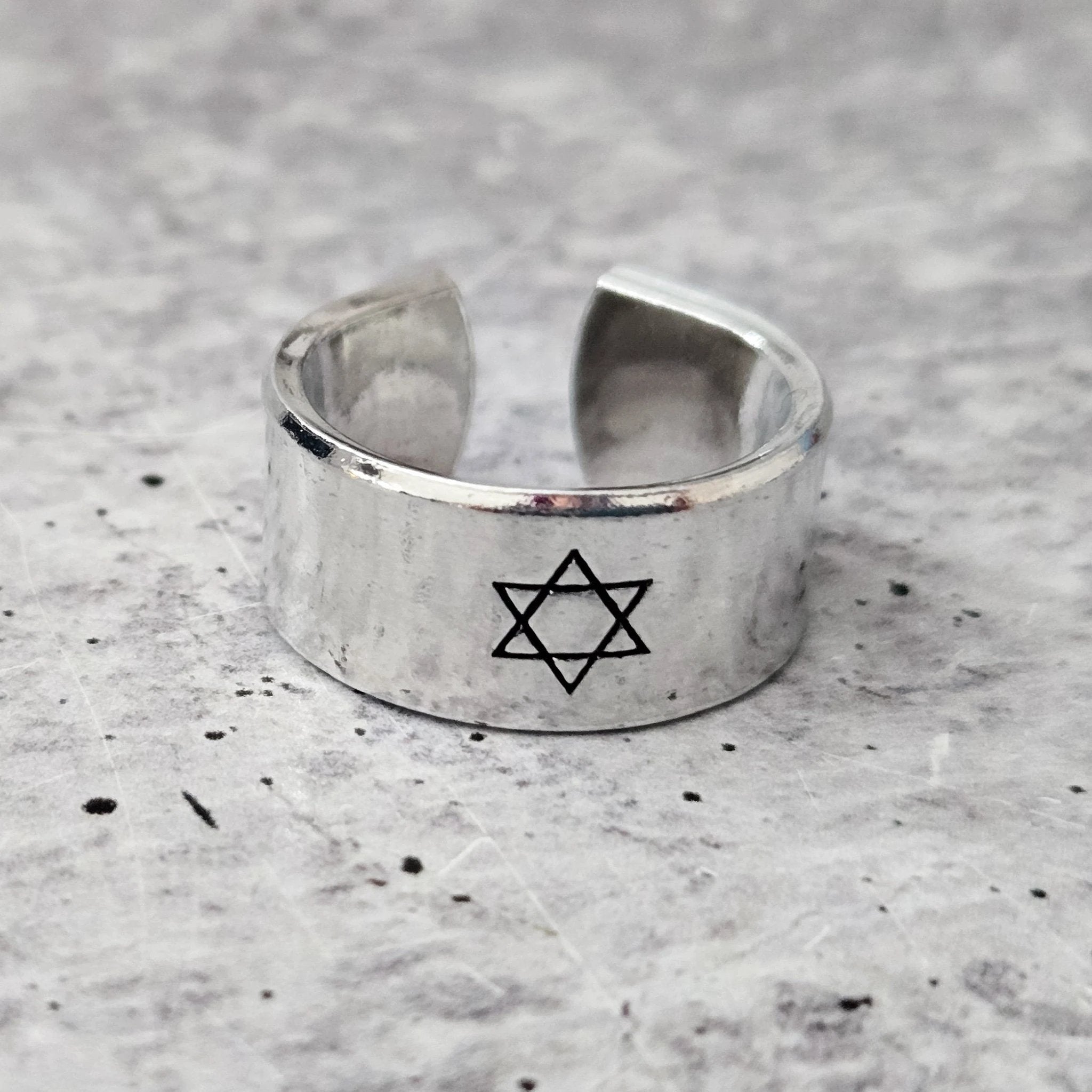 Star of David Open Back Wide Band Ring in Gold or Silver by Salt Sparkle Shalom