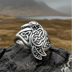 Morrigan Celtic Raven Ring in Sterling Silver