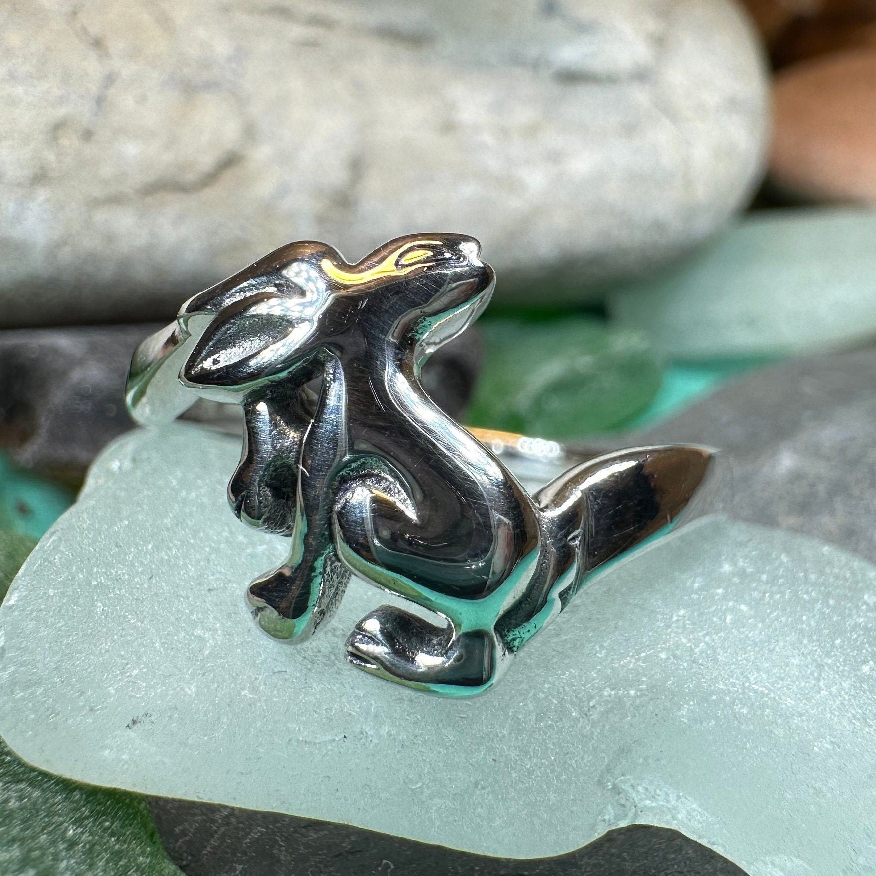 Moonlight Dancer Rabbit Ring in Sterling Silver