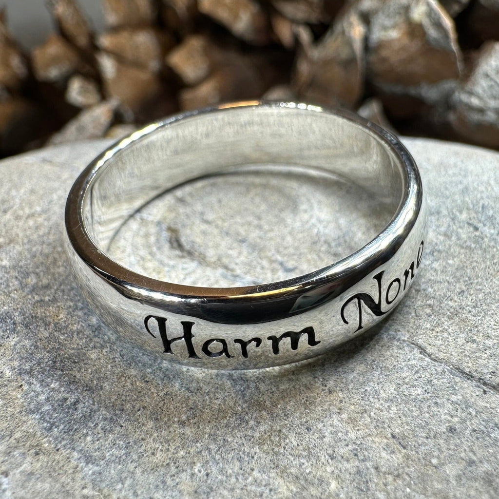 Harm None Wiccan Ring in Sterling Silver