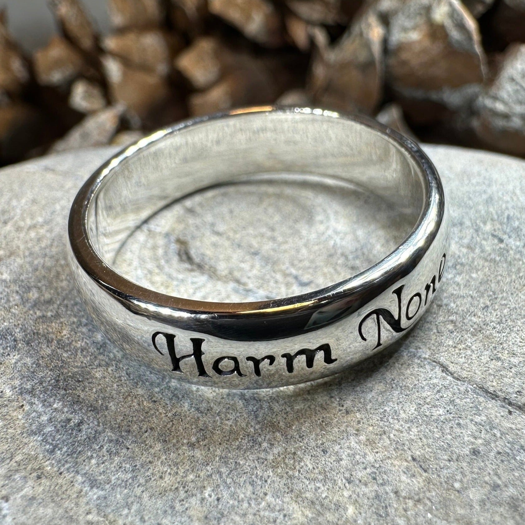 Harm None Wiccan Ring in Sterling Silver