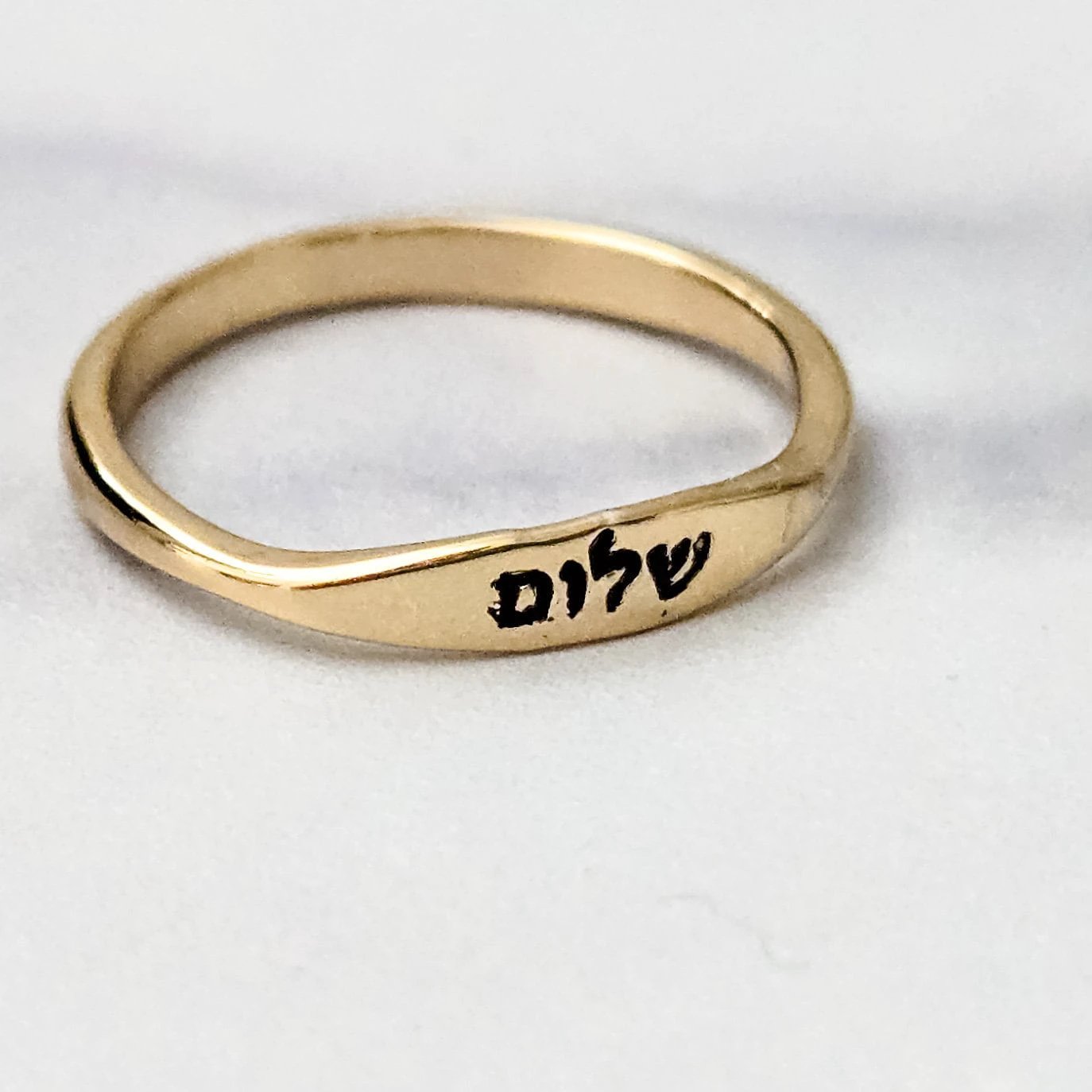 Shalom Dainty Gold Plated or Sterling Silver Band Ring by Salt Sparkle Shalom