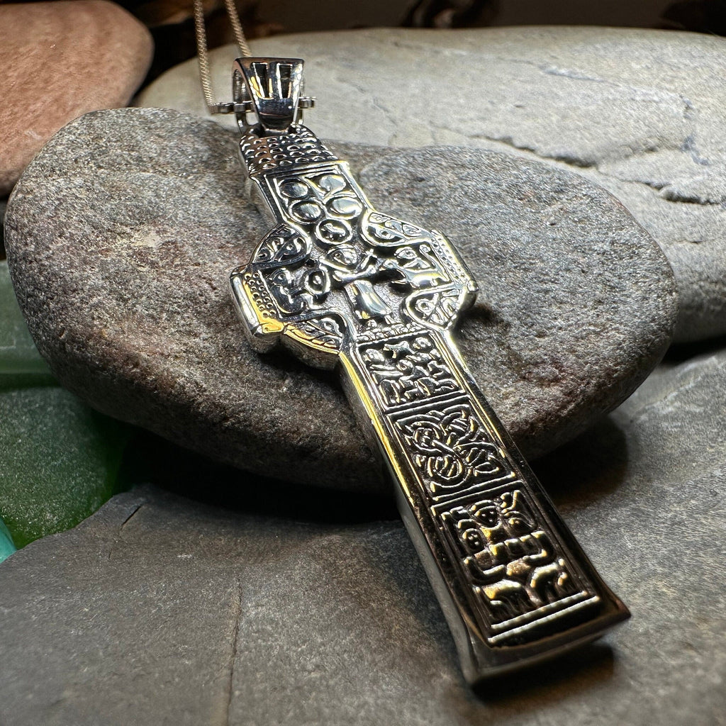 Irish Durrow Celtic Cross Necklace in Sterling Silver