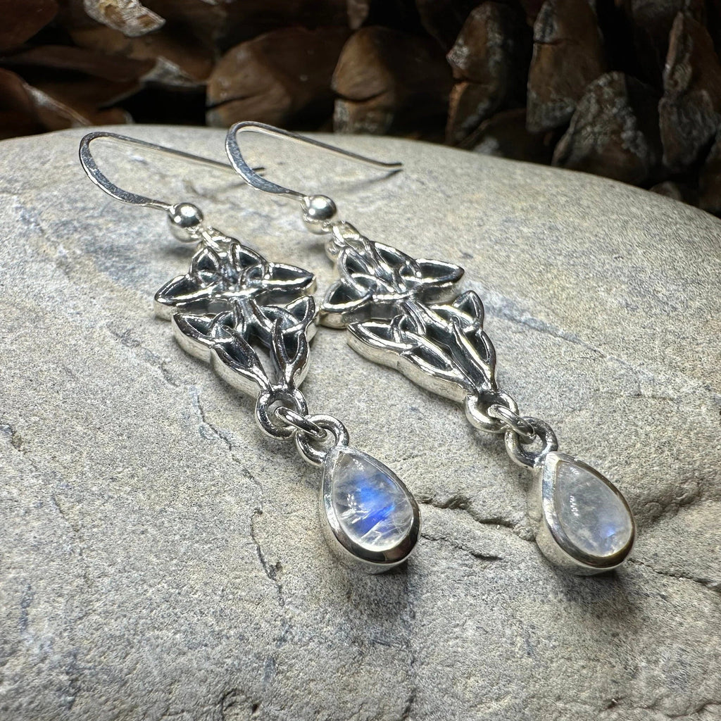 Artisan Long Trinity Knot Earrings in Sterling Silver