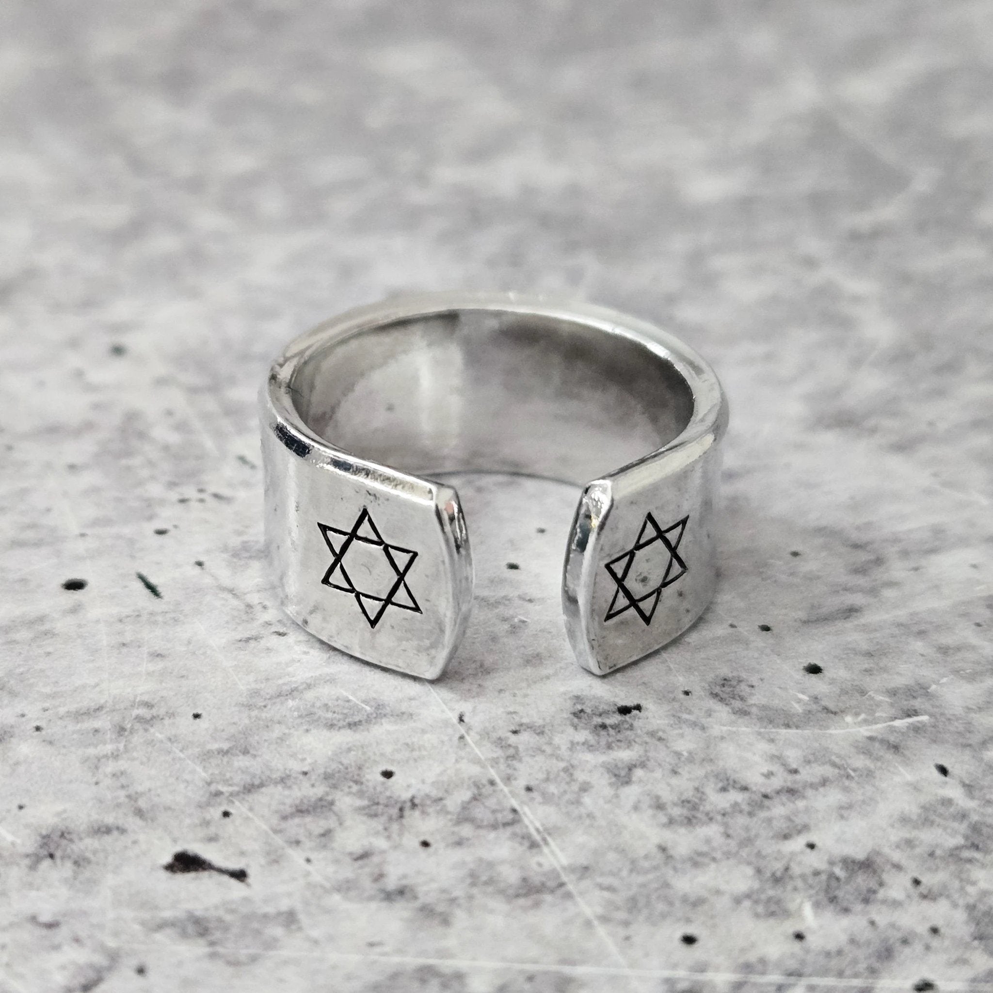 Star of David Open Back Wide Band Ring in Gold or Silver by Salt Sparkle Shalom