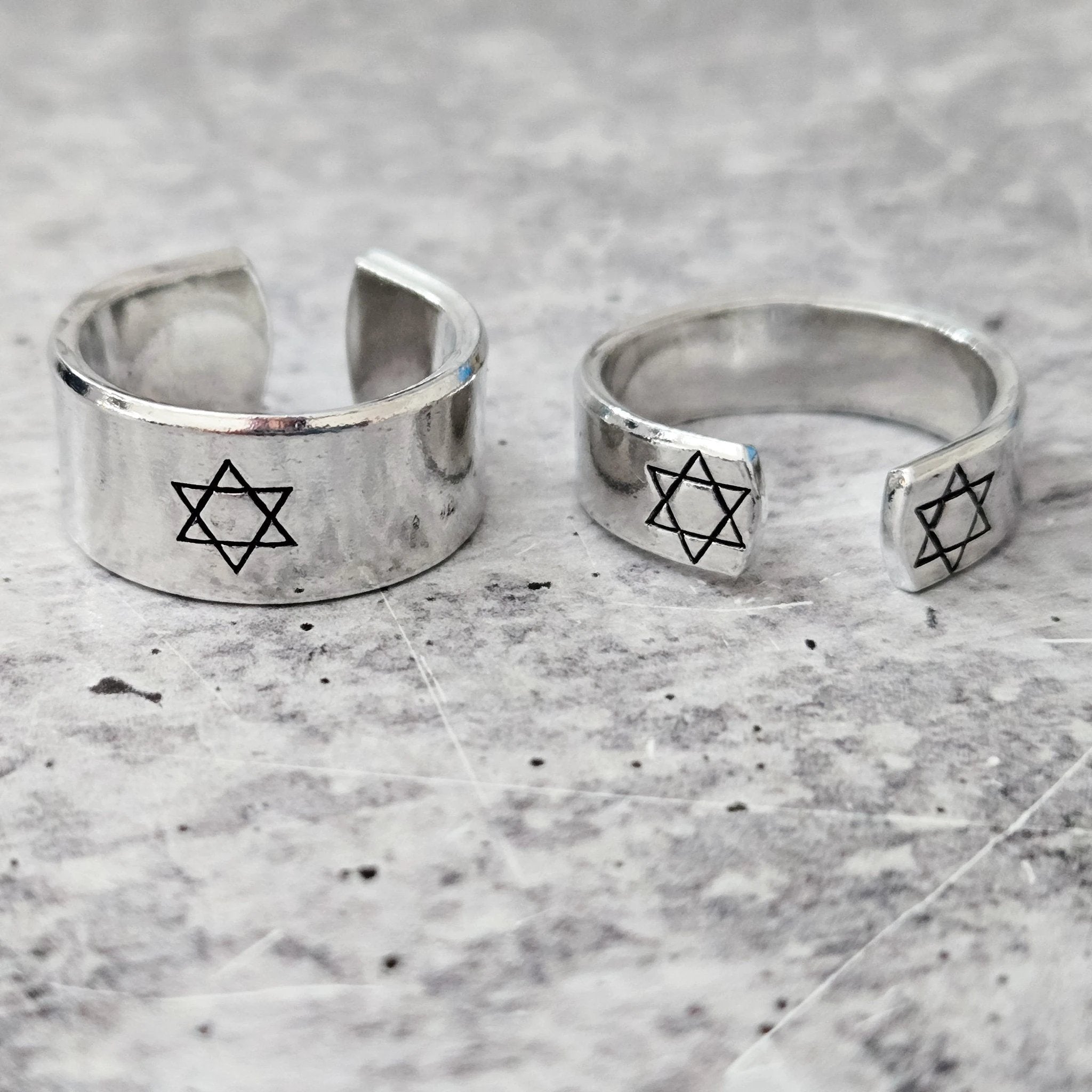 Star of David Open Back Wide Band Ring in Gold or Silver by Salt Sparkle Shalom