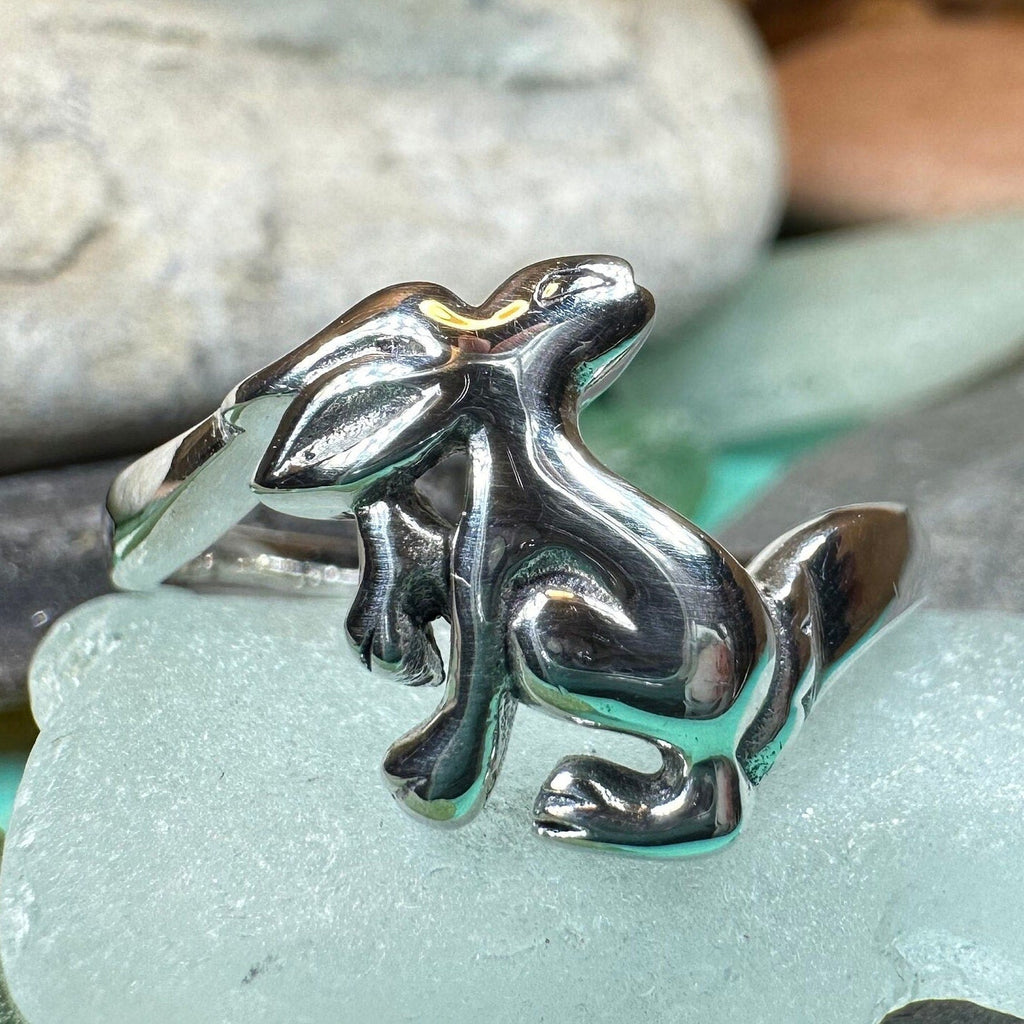 Moonlight Dancer Rabbit Ring in Sterling Silver