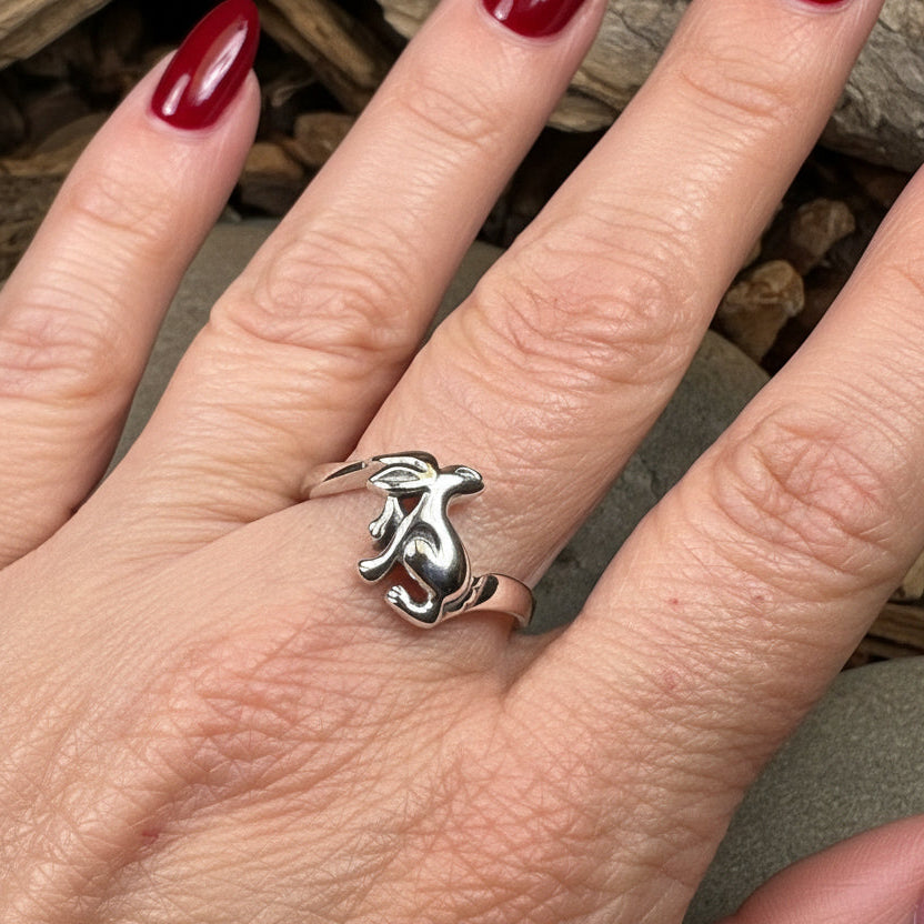 Moonlight Dancer Rabbit Ring in Sterling Silver