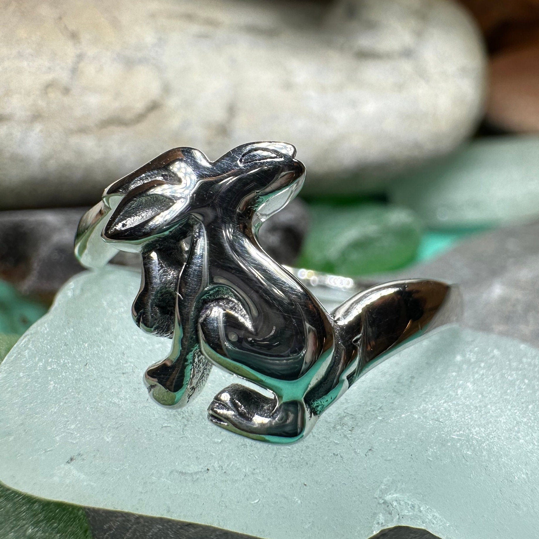 Moonlight Dancer Rabbit Ring in Sterling Silver