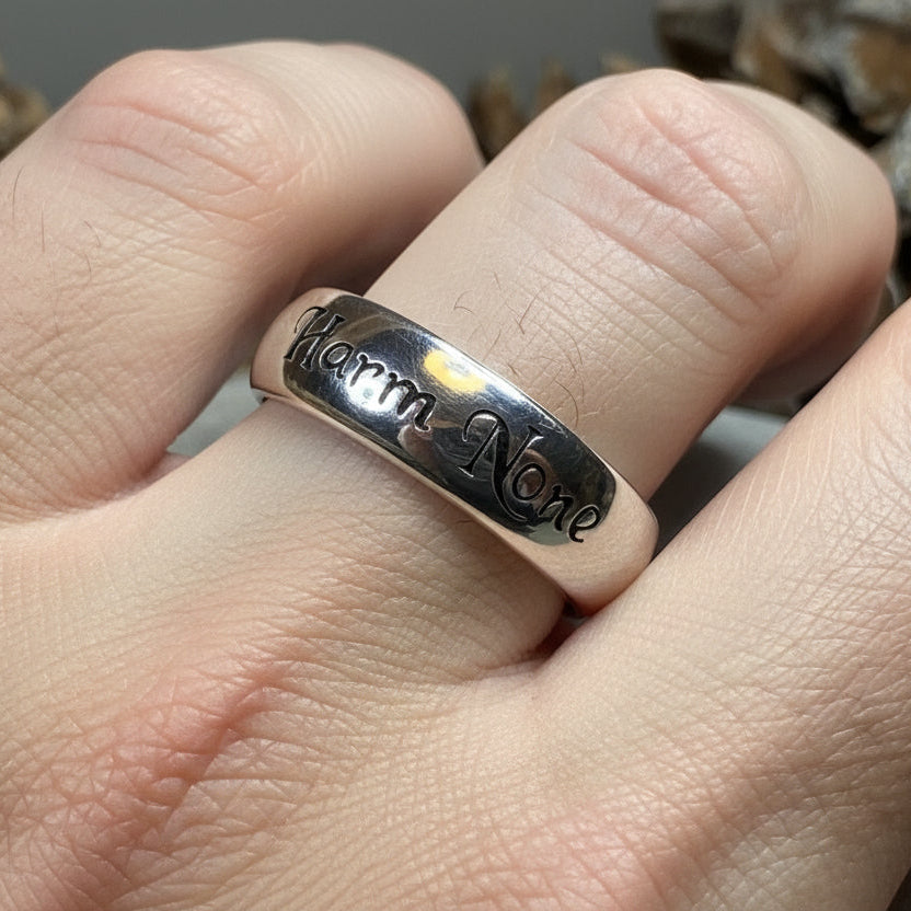 Harm None Wiccan Ring in Sterling Silver