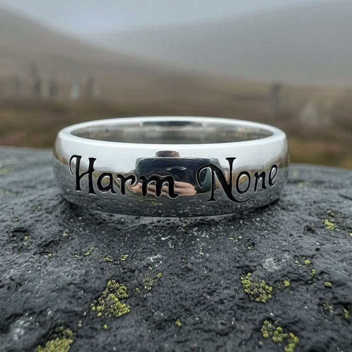 Harm None Wiccan Ring in Sterling Silver