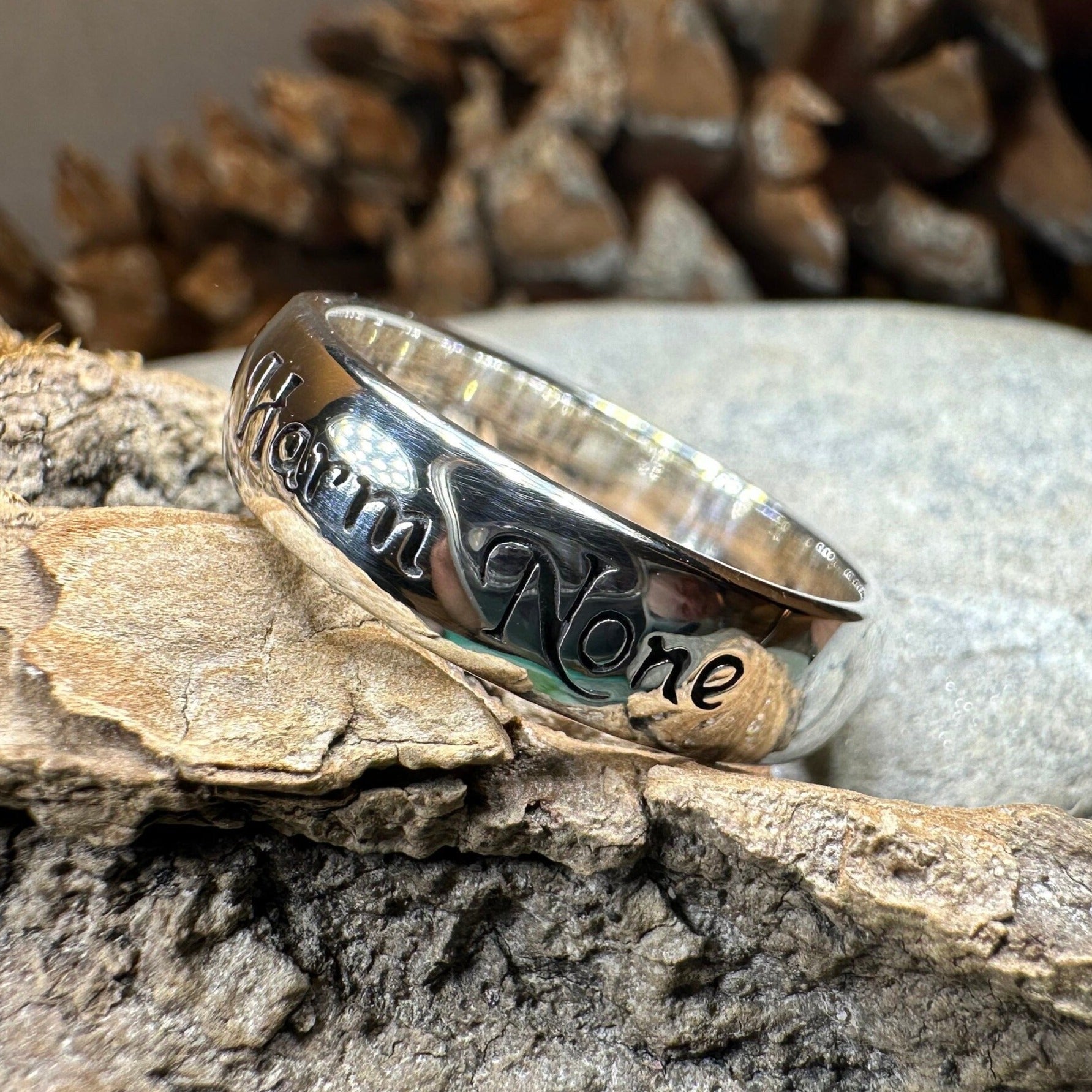 Harm None Wiccan Ring in Sterling Silver