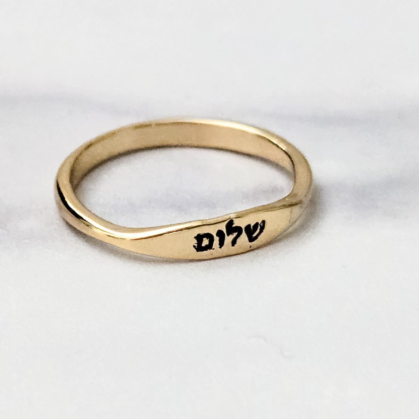 Shalom Dainty Gold Plated or Sterling Silver Band Ring by Salt Sparkle Shalom