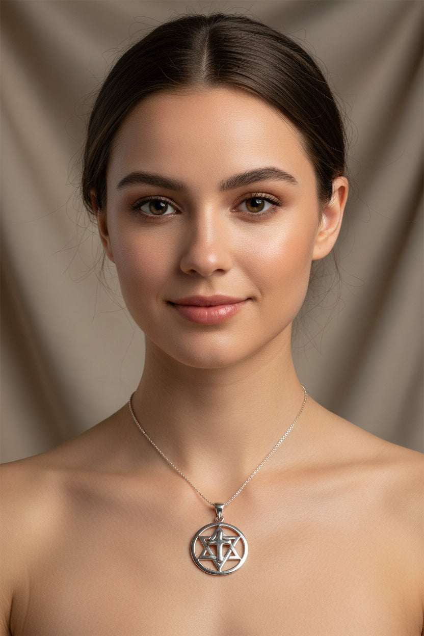 Star of David Cross Necklace in Sterling Silver