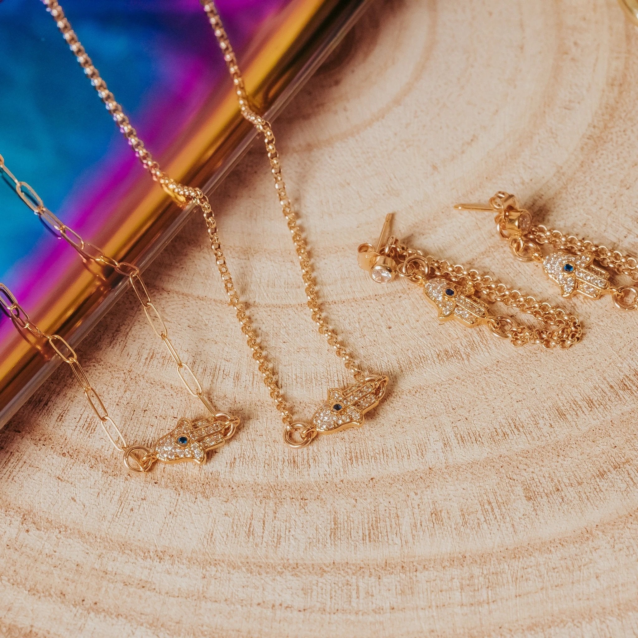 Hamsa Dangle Stud Earrings - Gold or Silver by Salt Sparkle Shalom