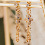 Hamsa Dangle Stud Earrings - Gold or Silver by Salt Sparkle Shalom