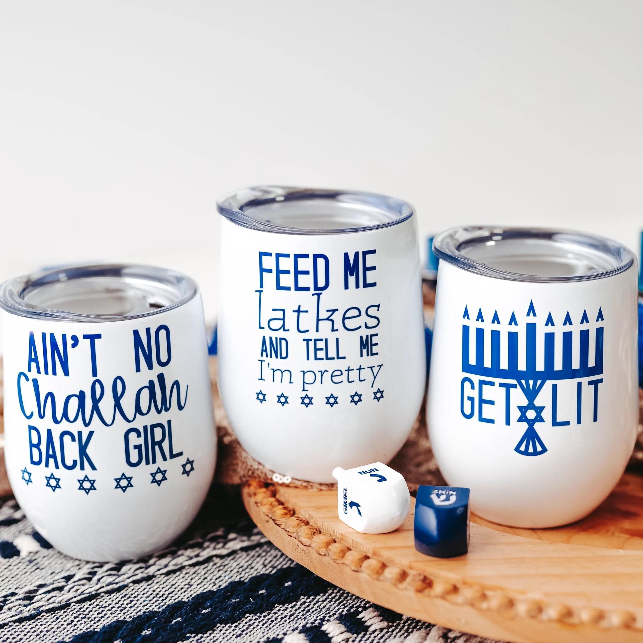 Get Lit Menorah Chanukah Wine Tumbler by Salt Sparkle Shalom