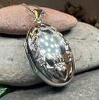 Oval Claddagh Locket Necklace in Sterling Silver
