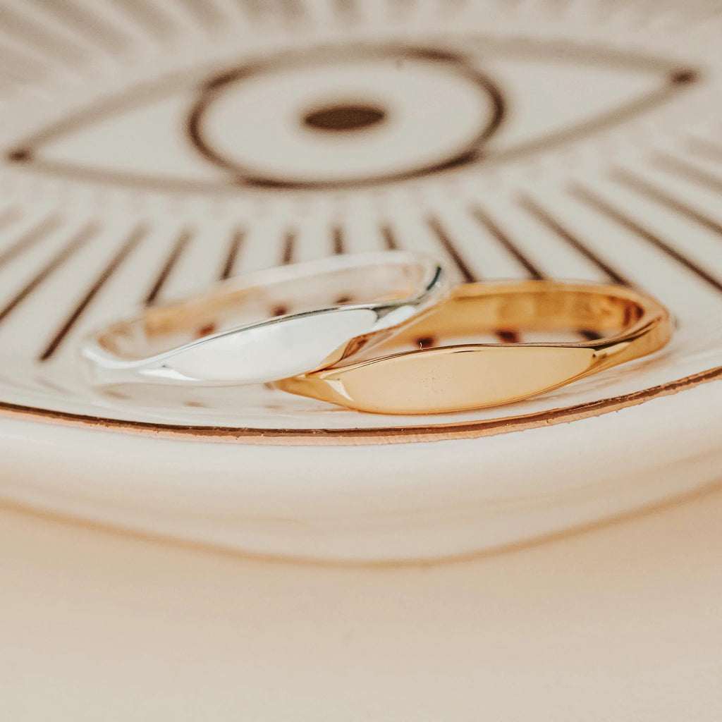 Shalom Dainty Gold Plated or Sterling Silver Band Ring by Salt Sparkle Shalom