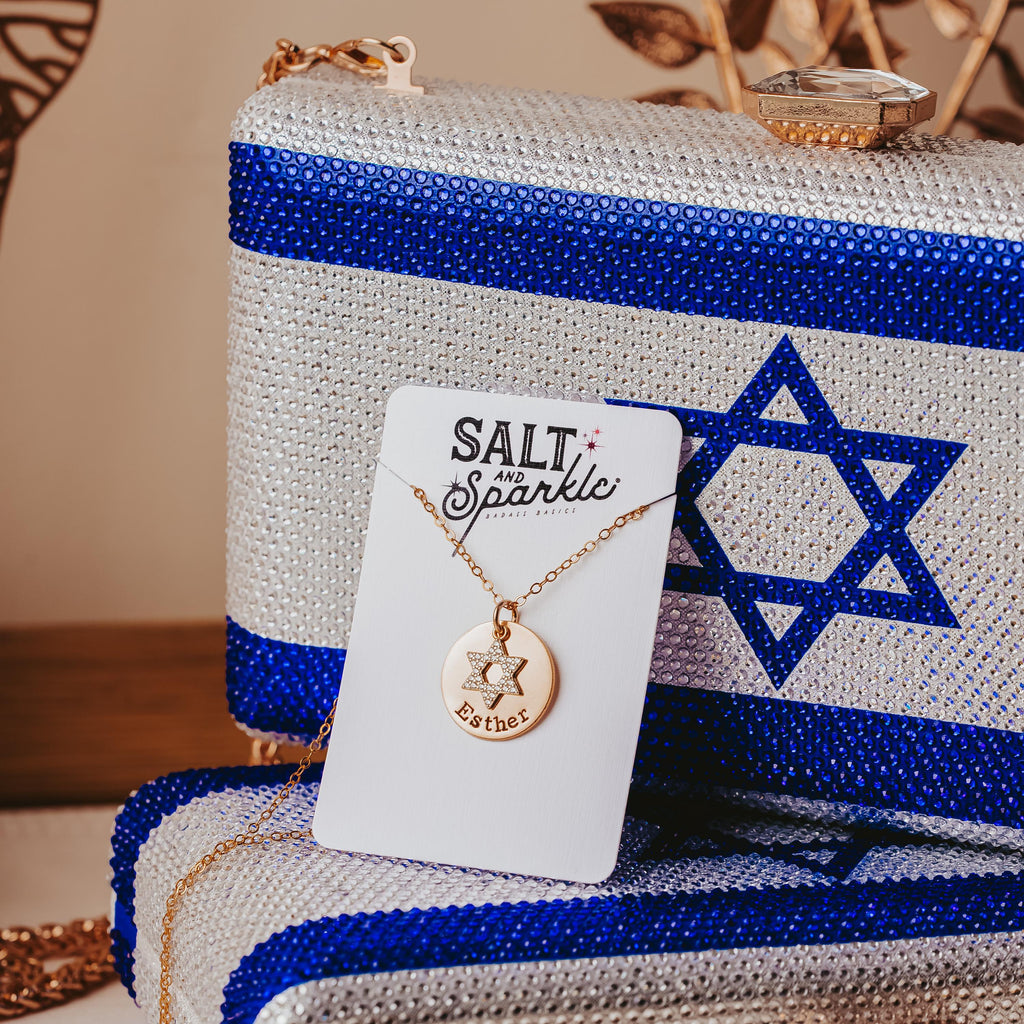 Crystal Magen David Personalized Name Necklace