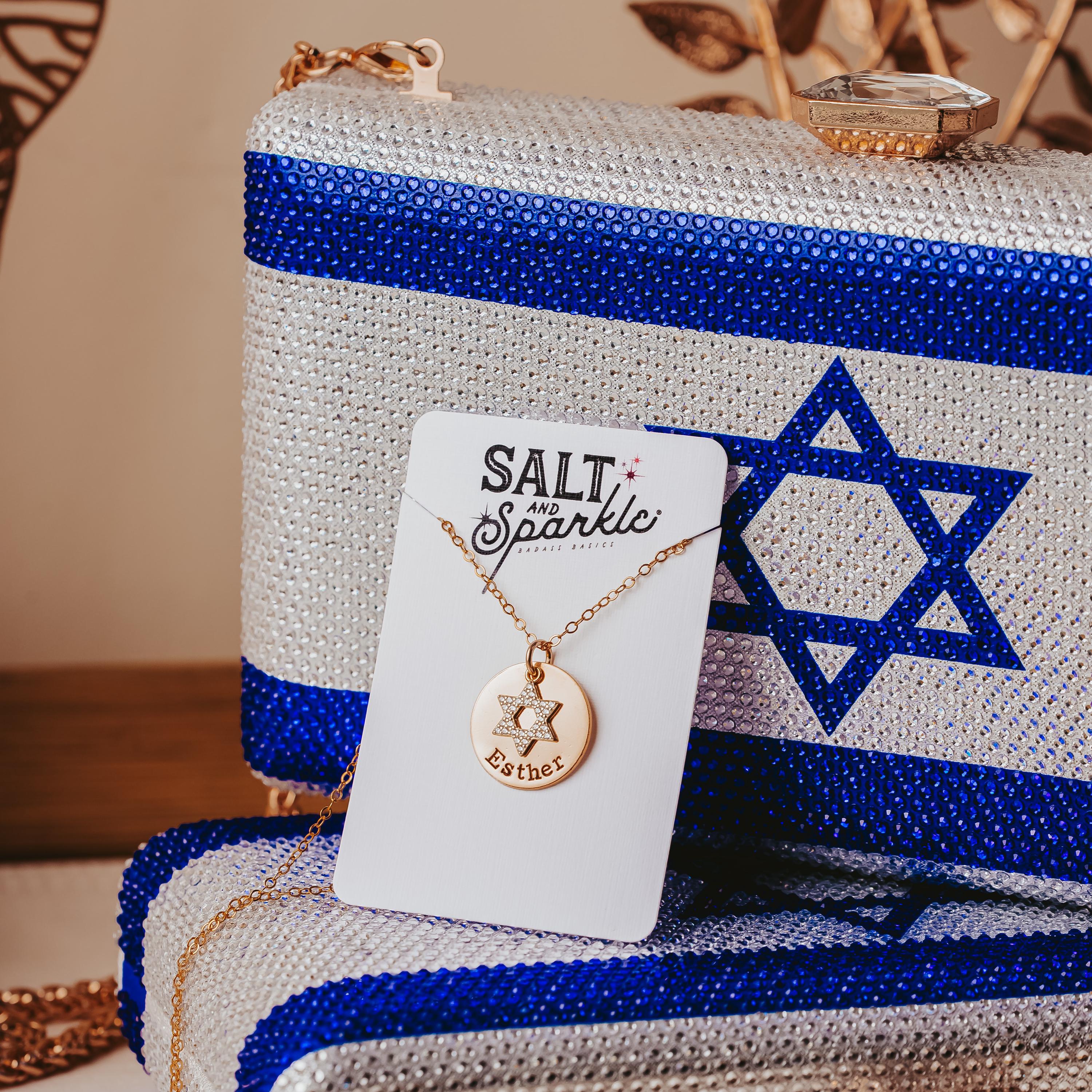 Crystal Magen David Personalized Name Necklace