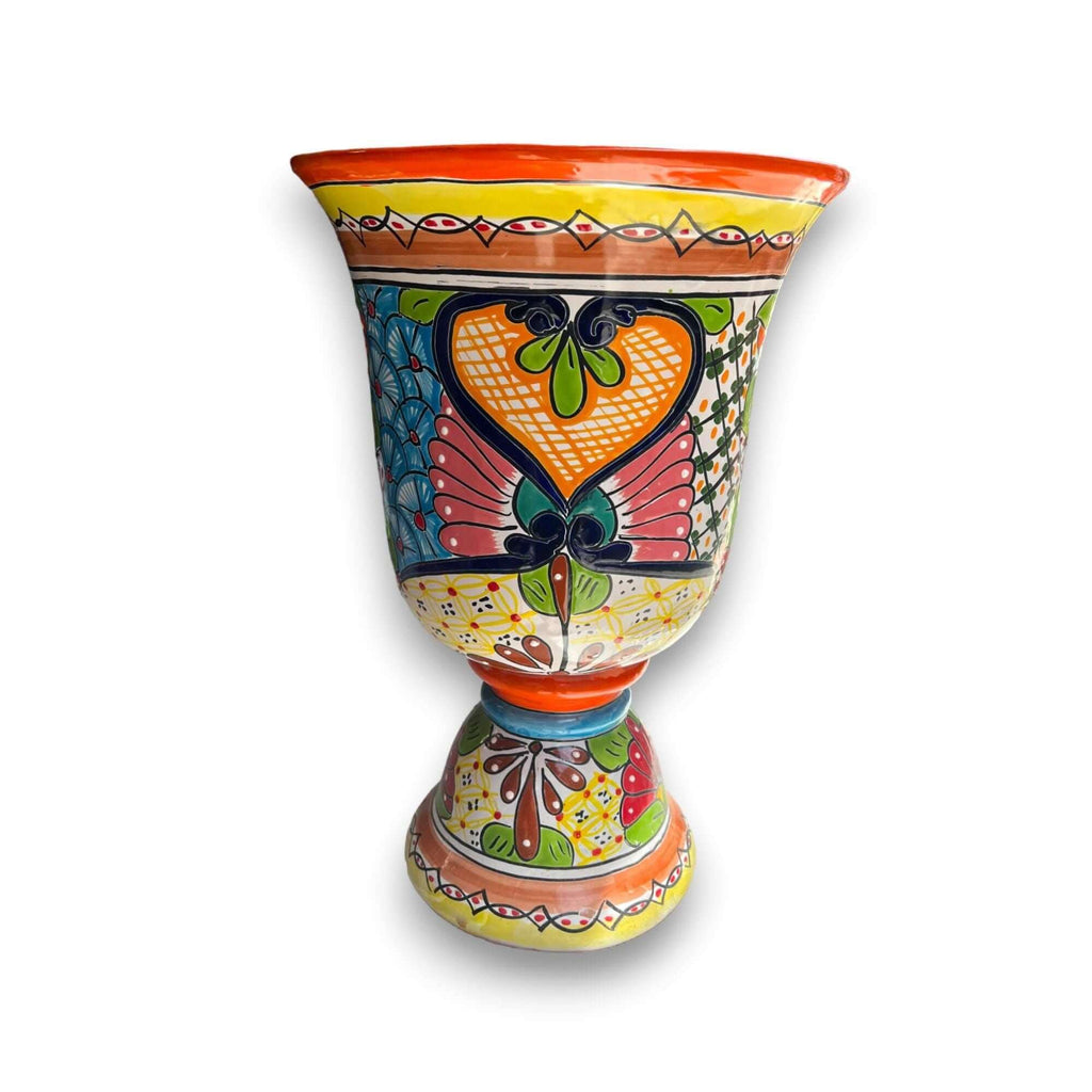 Extra Large Talavera Flower Pot | Hand-Painted Pedestal Planter