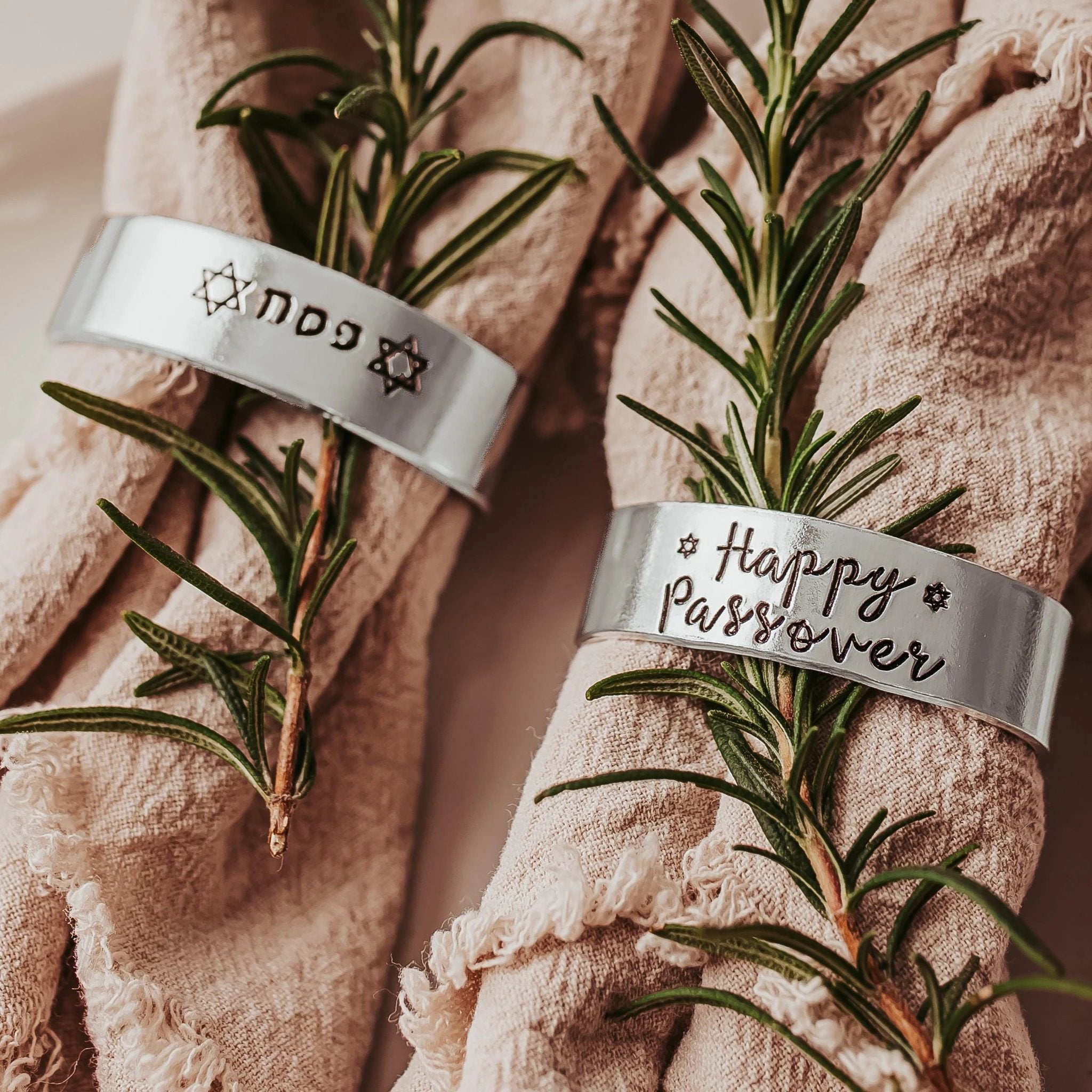 Happy Passover Silver Napkin Rings by Salt Sparkle Shalom