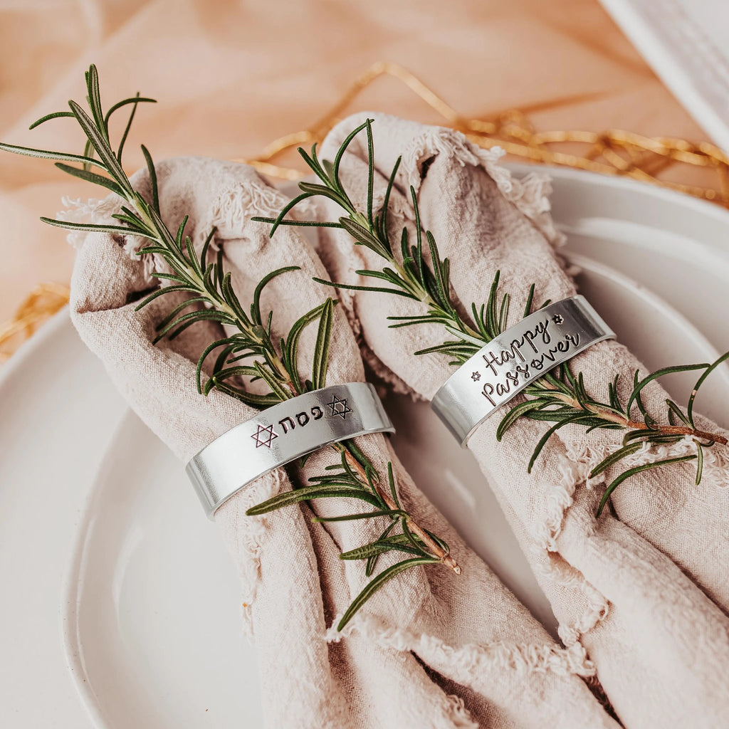 Happy Passover Silver Napkin Rings by Salt Sparkle Shalom