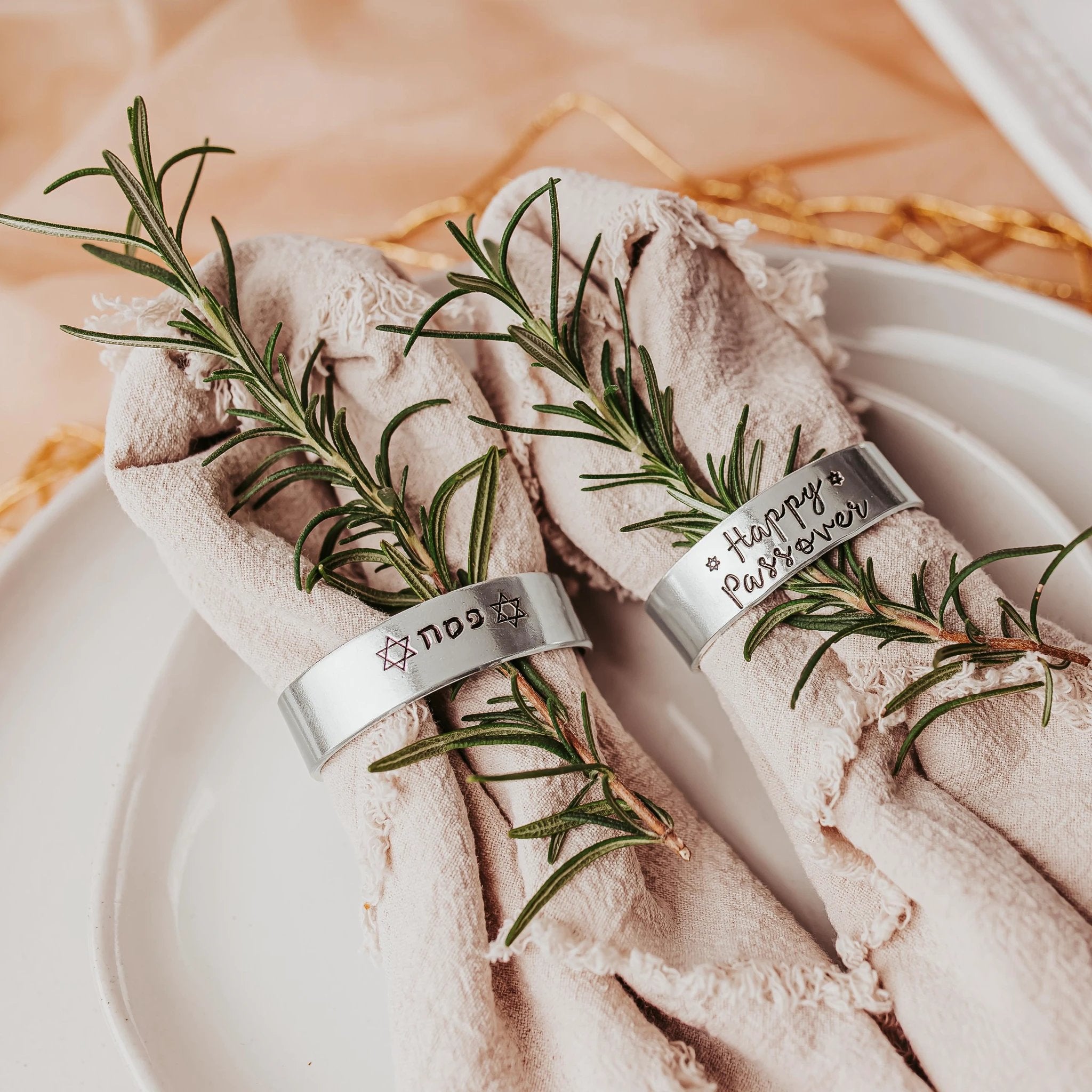 Happy Passover Silver Napkin Rings by Salt Sparkle Shalom