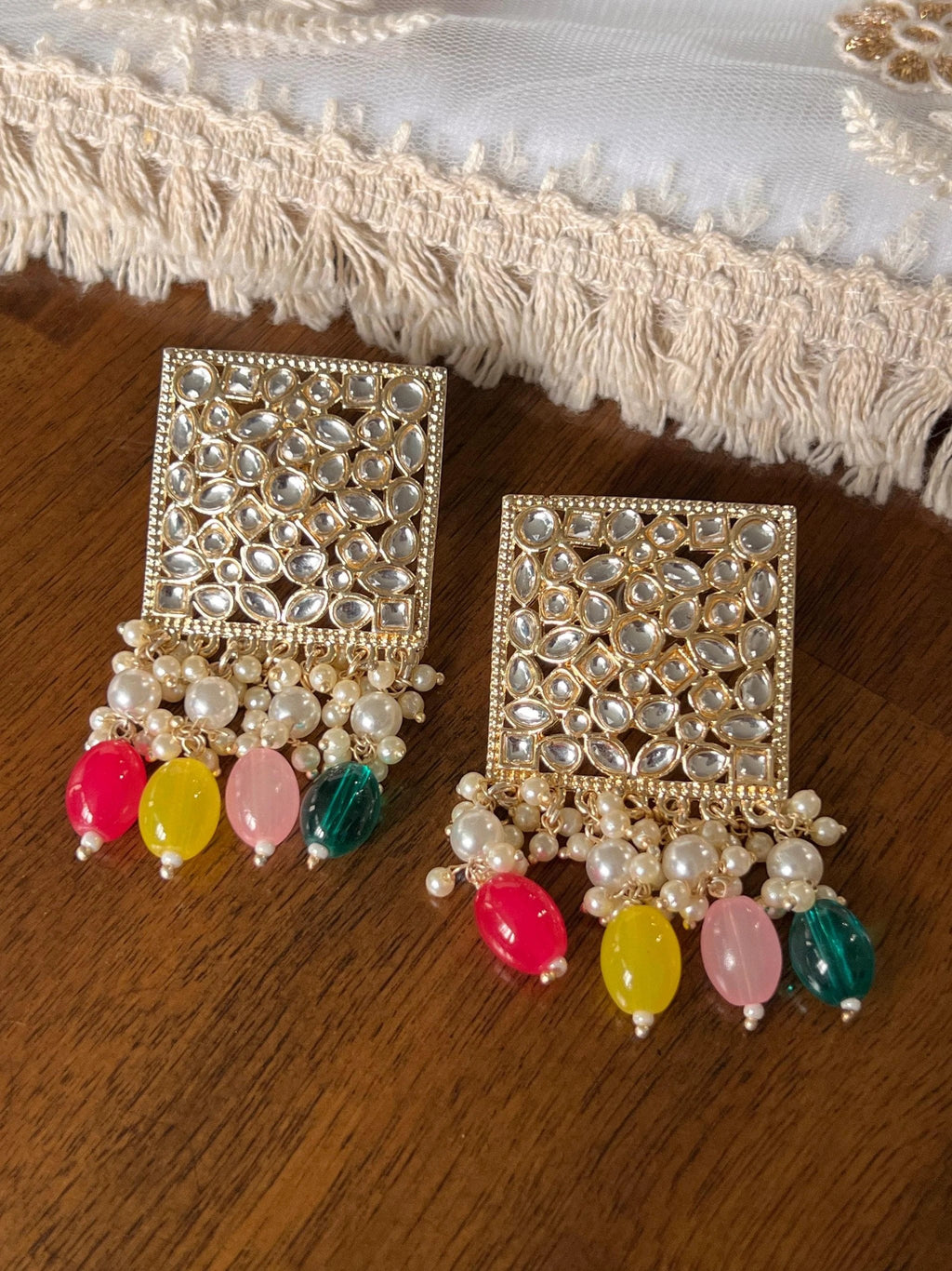 Kundan earrings by Kurti Connection USA
