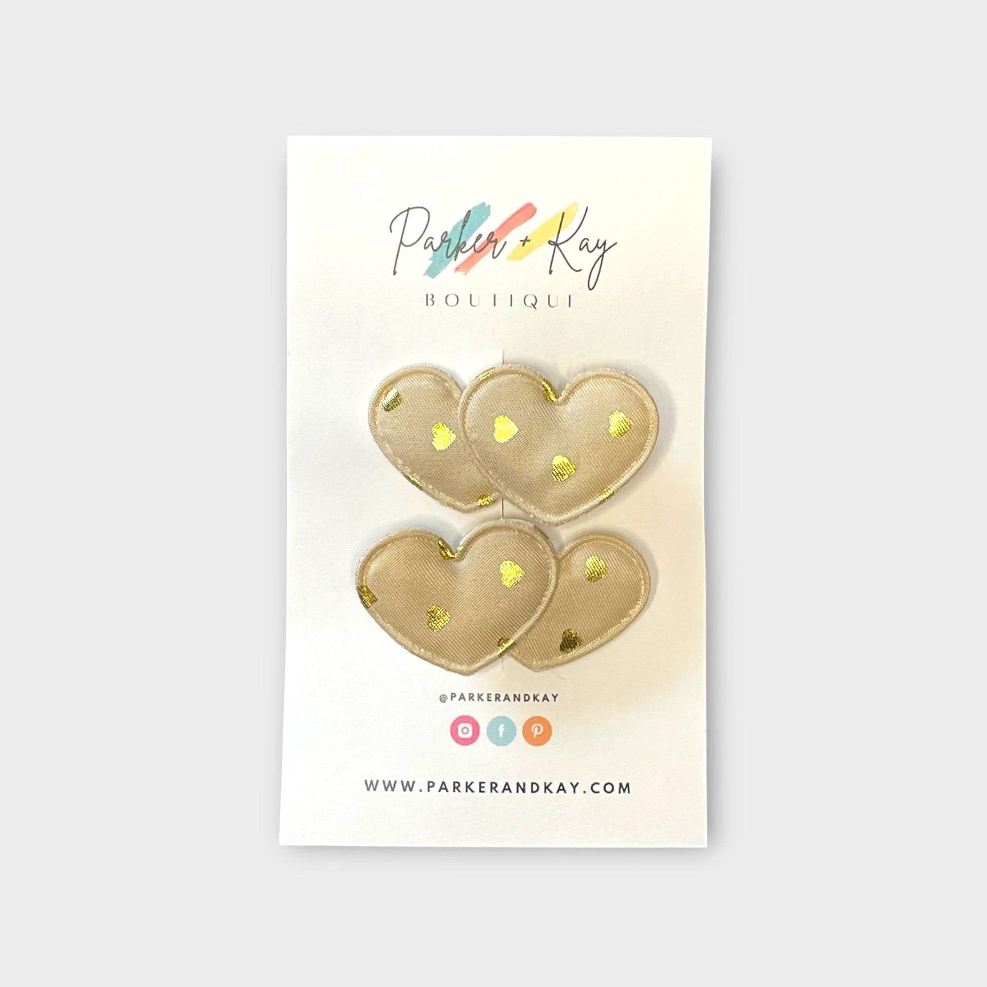 Gold Hearts Hair Clips by Parker + Kay Creative