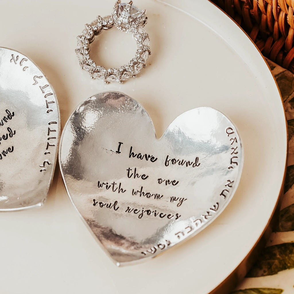 Song of Solomon Heart Shaped Pewter Ring Dish for Bride and Groom by Salt Sparkle Shalom