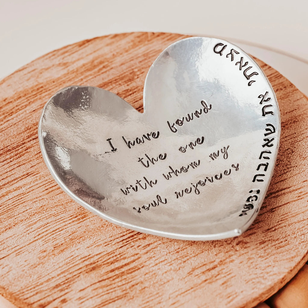 Song of Solomon Heart Shaped Pewter Ring Dish for Bride and Groom by Salt Sparkle Shalom