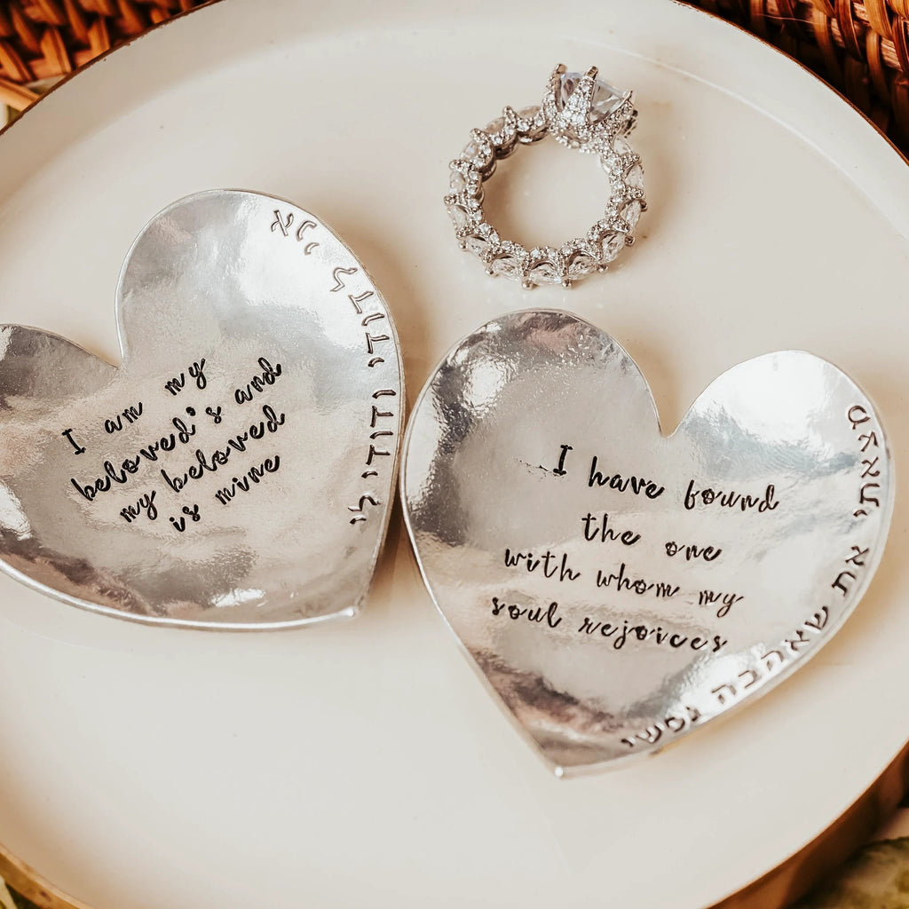 Song of Solomon Heart Shaped Pewter Ring Dish for Bride and Groom by Salt Sparkle Shalom