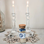 Am Yisrael Chai Hebrew Glass Match Jar by Salt Sparkle Shalom