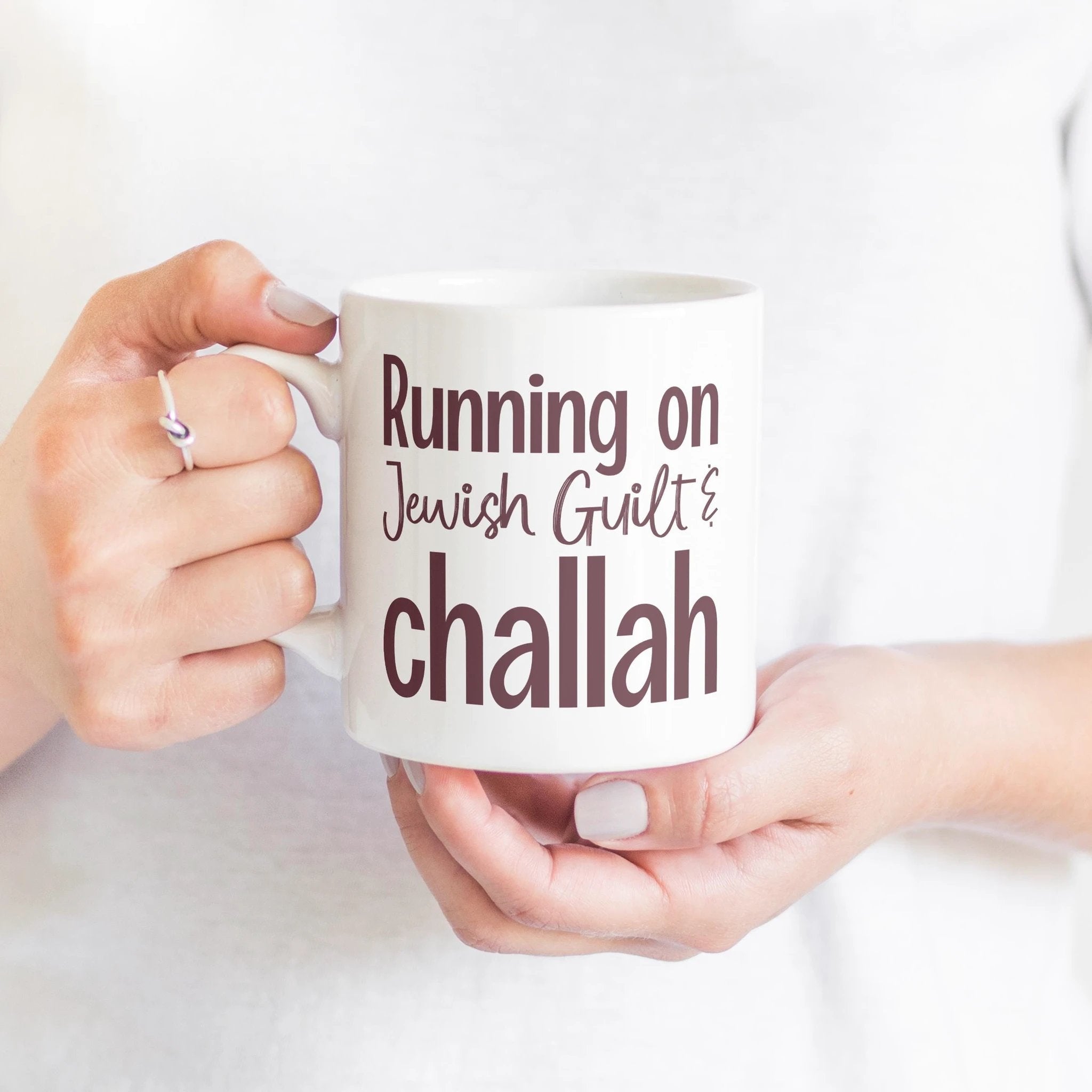 Running on Jewish Guilt and Challah Coffee Mug by Salt Sparkle Shalom