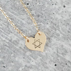 Dainty Star of David Gold Heart Necklace with Austrian Crystals by Salt Sparkle Shalom