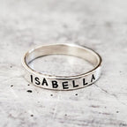 Personalized Sterling Silver Name Stacking Band Rings – Custom Word, Date or Initial Ring