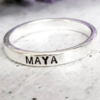 Personalized Sterling Silver Name Stacking Band Rings – Custom Word, Date or Initial Ring