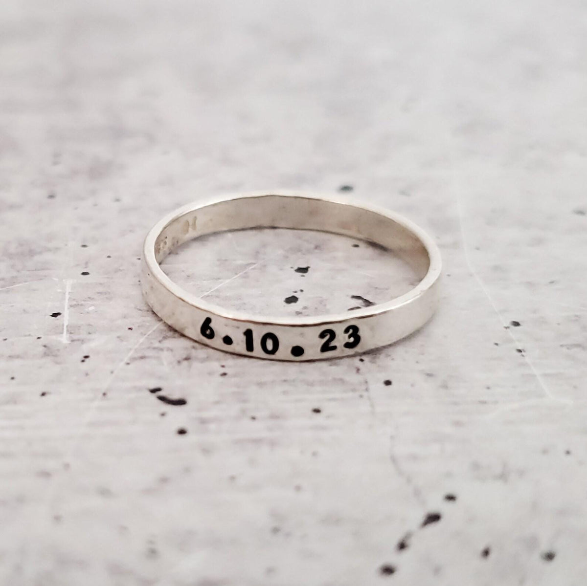 Personalized Sterling Silver Name Stacking Band Rings – Custom Word, Date or Initial Ring