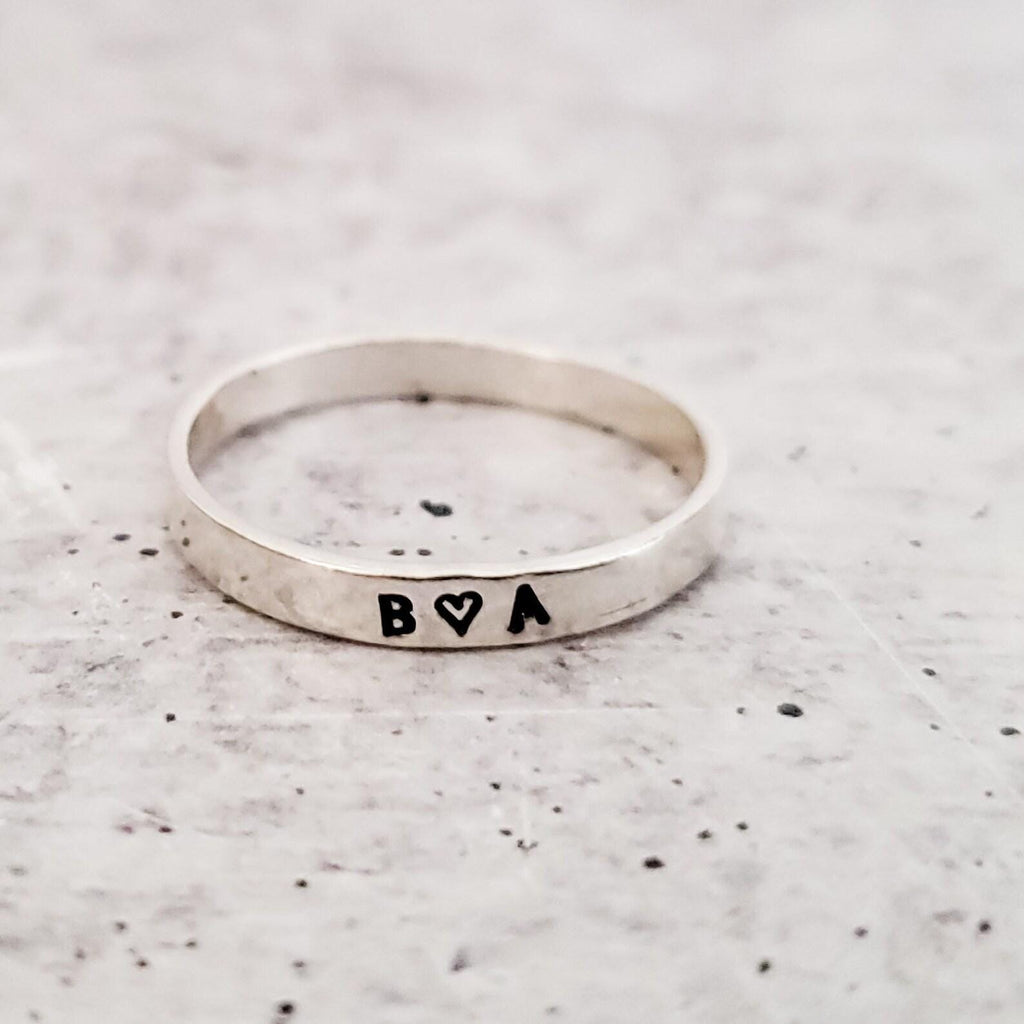 Personalized Sterling Silver Name Stacking Band Rings – Custom Word, Date or Initial Ring