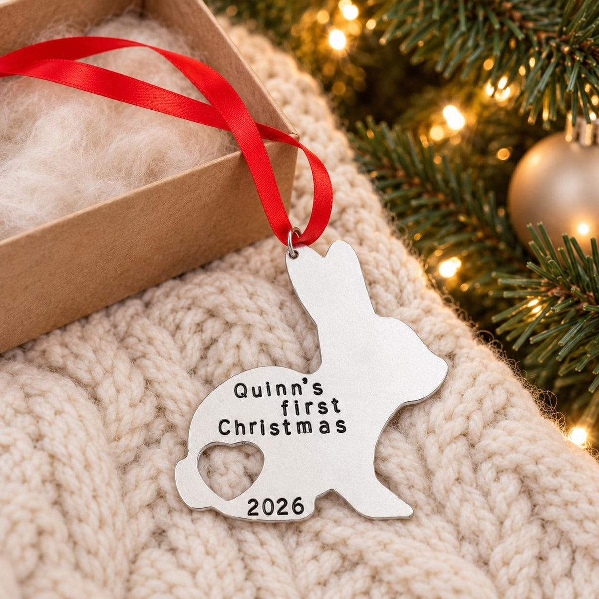 Baby's First Christmas Personalized Bunny Ornament