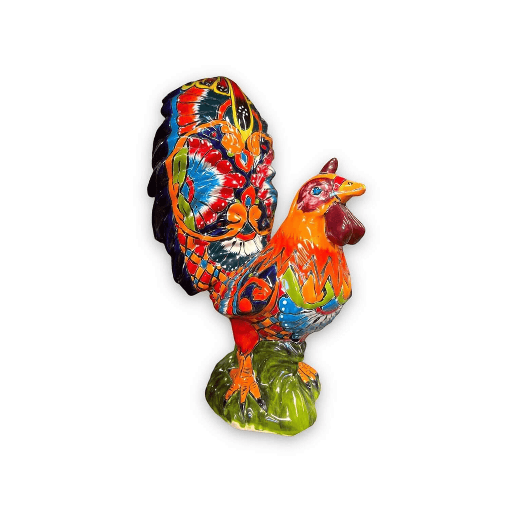 Talavera Rooster Statue | Large Hand-Painted Ceramic Decor
