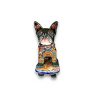 Talavera Frenchie Statue | Colorful Skateboarding Bulldog Art