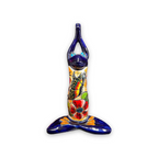 Colorful Hand Painted Talavera Frog Statue | Large Mexican Art Decor
