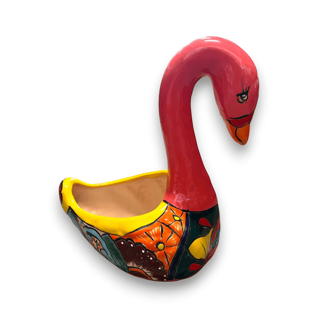 Large Talavera Swan Planter | Colorful Hand-Painted Mexican Pottery