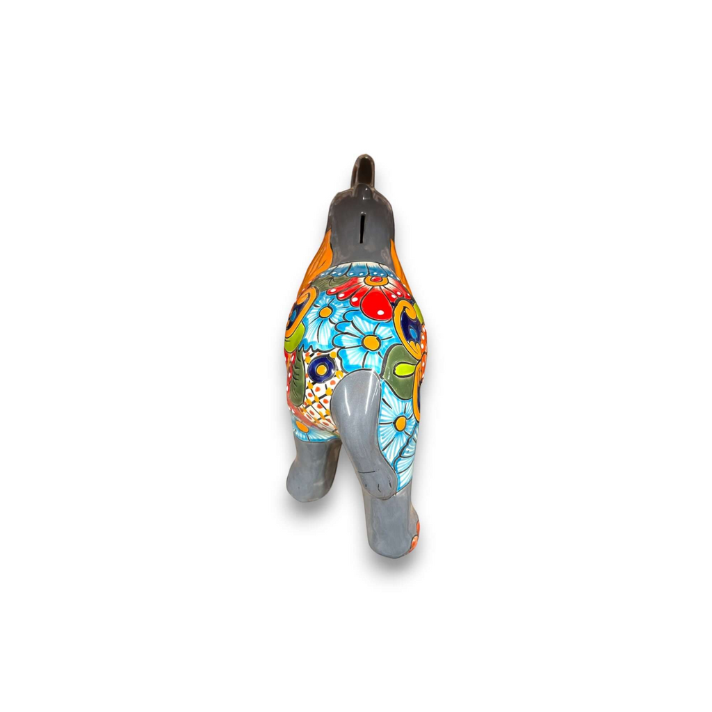 Colorful Talavera Elephant Coin Bank | Handmade Medium Piggy Bank